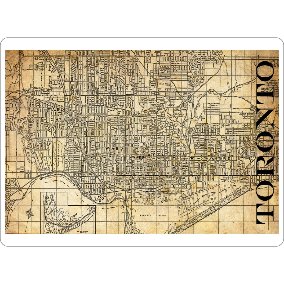 Tischset "Retro Map Toronto Sepia" artboxONE - Typografie,Retro,Weltkarten,Kartografie - Karte,Map,Stadt,Typo,Typographie,Retro,City - Bild Karte