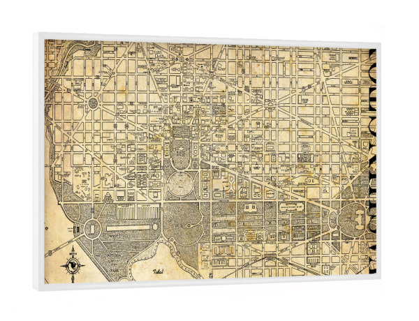 Poster mit weißem Rahmen "Retro Map Washington Grunge" artboxONE - Typografie,Retro,Städte / Washington,Weltkarten,Kartografie