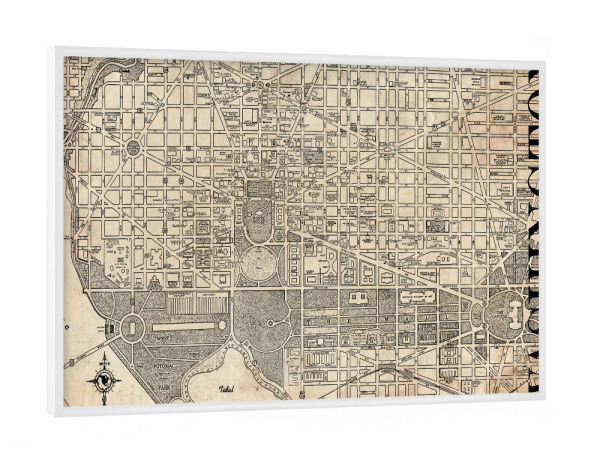 Poster mit weißem Rahmen "Retro Map Washington Sepia" artboxONE - Typografie,Retro,Städte / Washington,Weltkarten,Kartografie