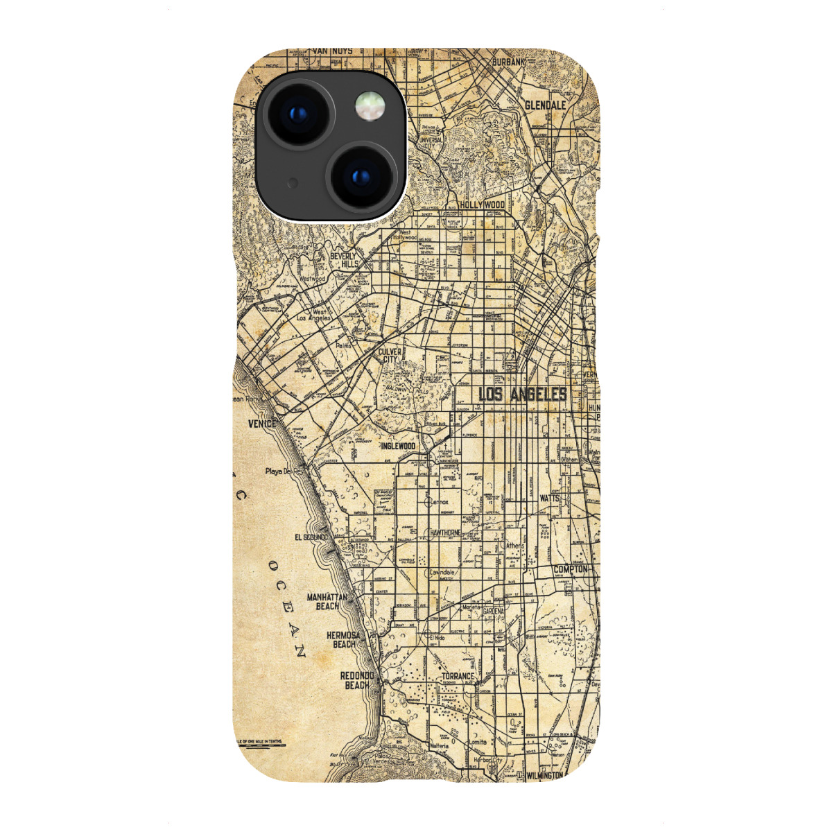 iPhone "Retro Map Los Angeles Sepia" Premium-Case Handyhülle artboxONE