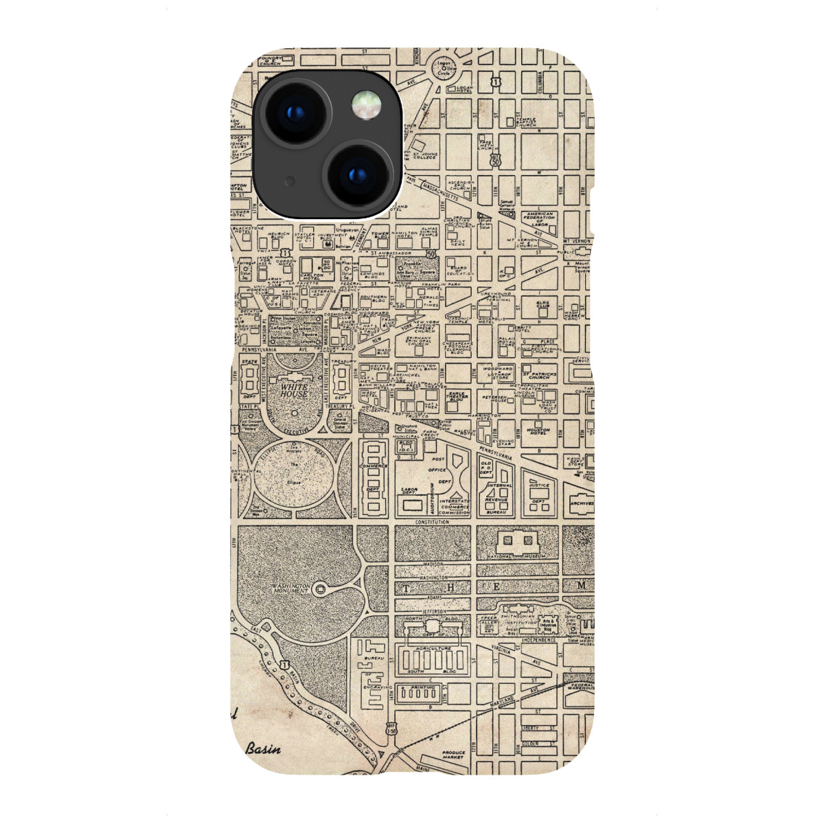 iPhone "Retro Map Washington Sepia" Premium-Case Handyhülle artboxONE