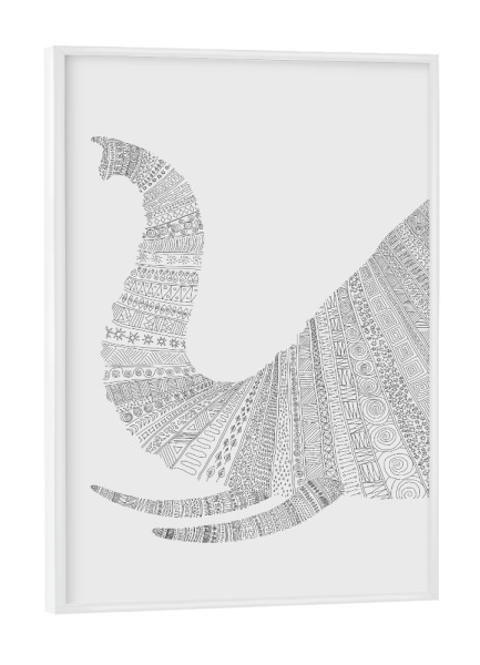 Poster mit weißem Rahmen "Grey Elephant" artboxONE - Tiere,Schwarzweiß,Illustration - Elefant,Elephant,Bw,Abstrakt