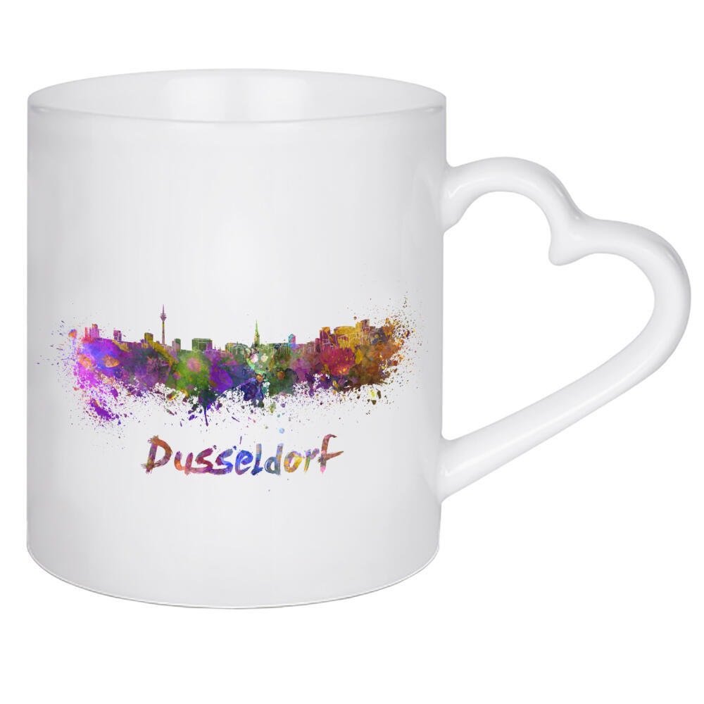 Herztasse "DUSSELDORF skyline in watercolor" artboxONE - Städte,Abstrakt,Architektur