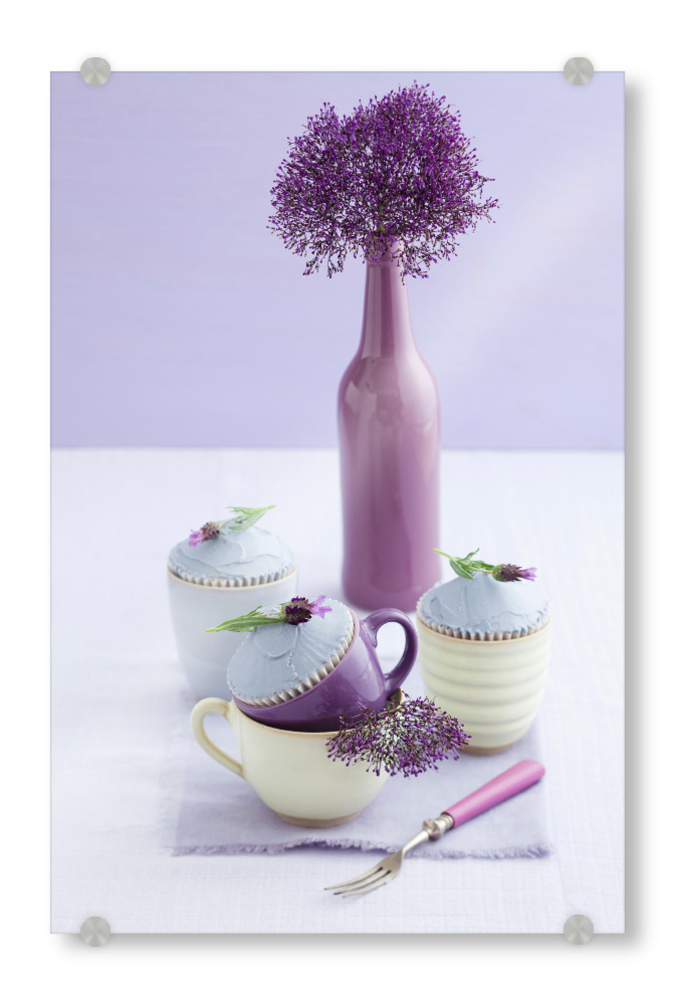 Acrylglasbild "Purple Vase" artboxONE - Rock the kitchen,Essen & Trinken,Pastell - Cupcake,Essen,Muffin,Tasse,Tassen,Vasen,Blume