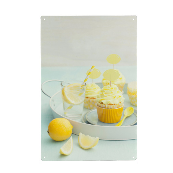 Holzbild "Cupcakes Lemon" artboxONE - Rock the kitchen,Essen & Trinken,Pastell - Cupcake,Essen,Muffin,Zitrone,Lemon