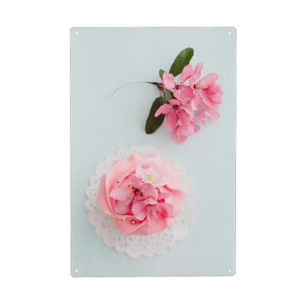 Metall Poster "Cupcake Pink" artboxONE - Rock the kitchen,Essen & Trinken,Romantik,Pastell - Cupcake,Essen,Muffin,Flower,Blume - Blechschild