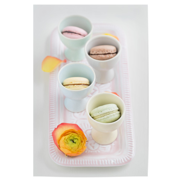 Poster 30x20 cm "Mini Macarons" artboxONE - Rock the kitchen,Essen & Trinken,Pastell - Macarons,Eierbecher,Tablett