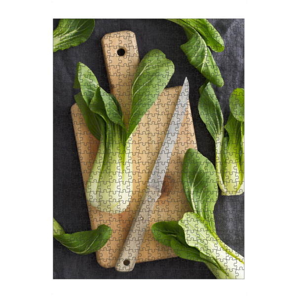 artboxONE Puzzle "Pak Choi" artboxONE - Rock the kitchen,Essen & Trinken - Gemüse,Vegetable,Brett,Wood,Knife,Messer - Bild Gemüse