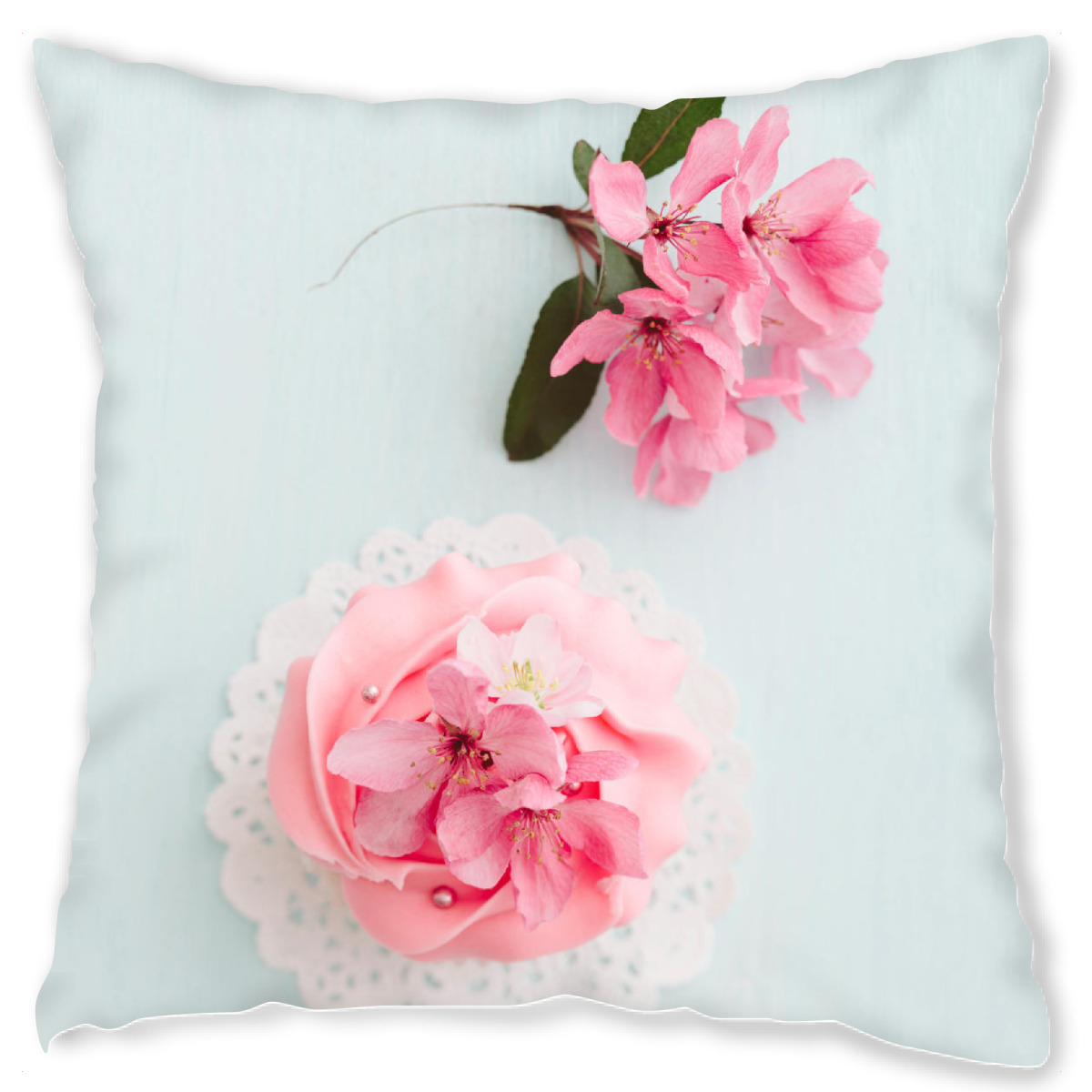 Design-Kissen "Cupcake Pink" artboxONE - Rock the kitchen,Essen & Trinken,Romantik,Pastell - Cupcake,Essen,Muffin,Flower,Blume