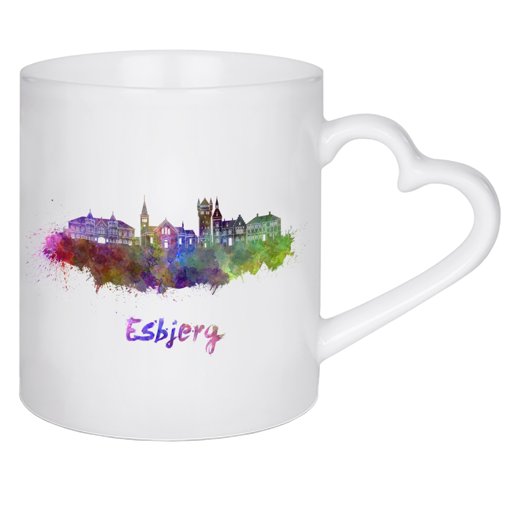 Herztasse "ESBJERG skyline in watercolor-b" artboxONE - Städte,Abstrakt,Architektur