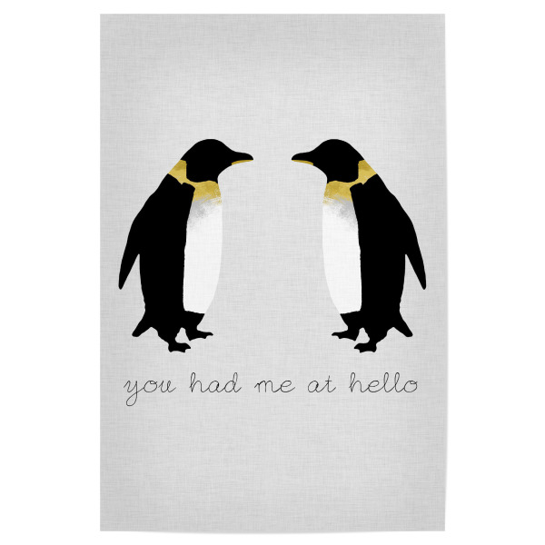 Poster "Penguin Hello" artboxONE - Typografie,Natur,Tiere,Liebe - Pinguin,Pinguine,Hello