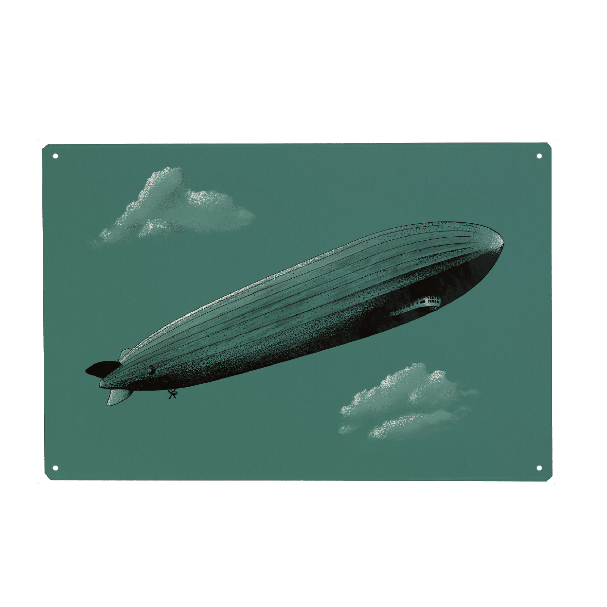 Metall Poster "Zeppelin" artboxONE - Illustration,Retro - Zeppelin,Himmel,Wolken - Blechschild