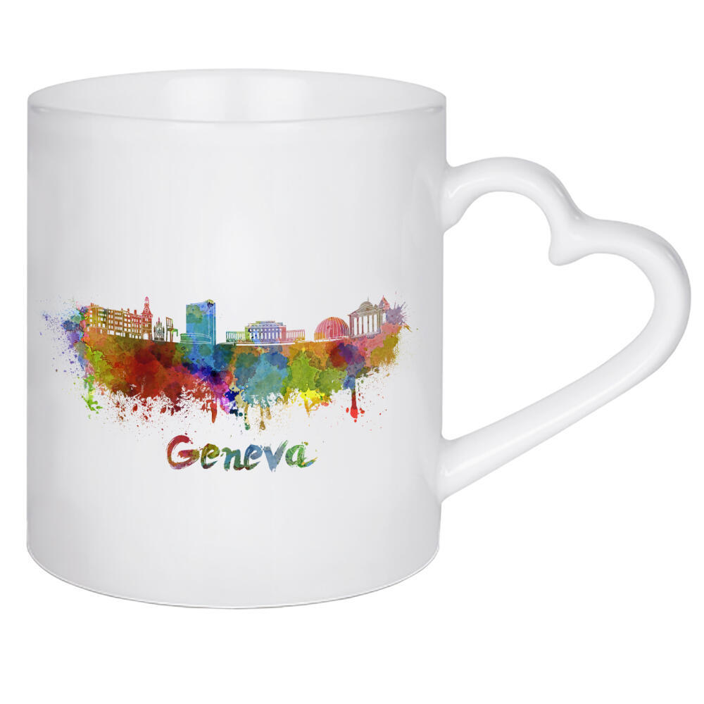 Herztasse "Geneva skyline in watercolor-b" artboxONE - Städte,Abstrakt,Architektur