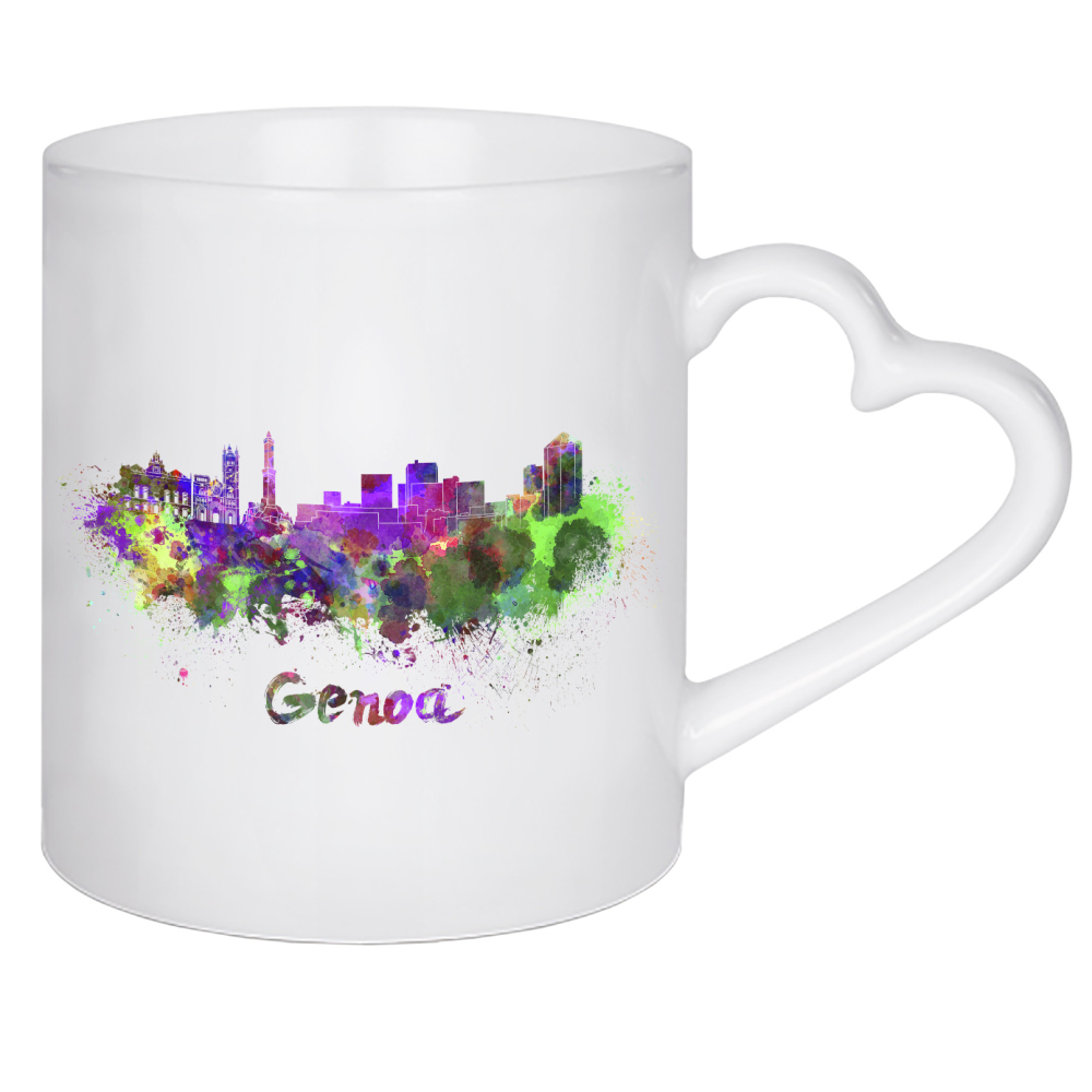 Herztasse "Genoa skyline in watercolor-b" artboxONE - Städte,Abstrakt,Architektur