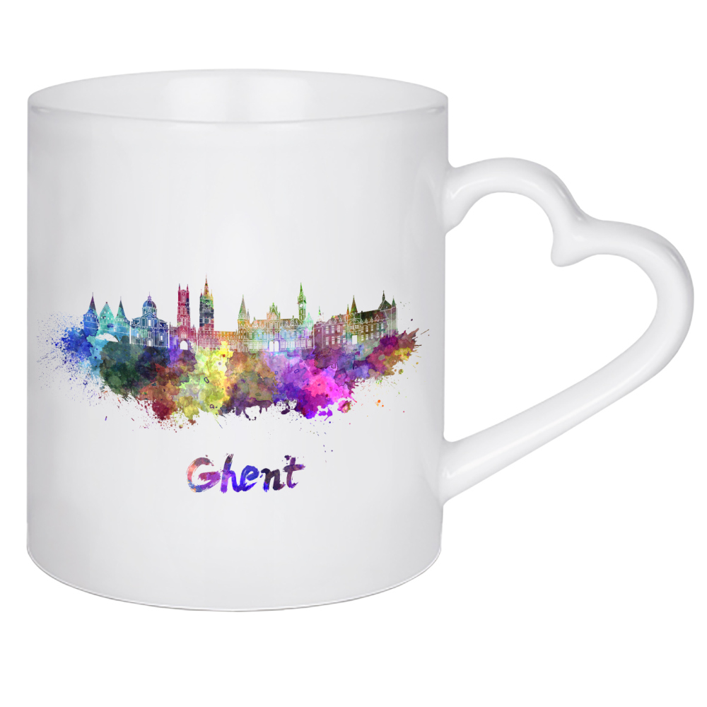Herztasse "GHENT skyline in watercolor-b" artboxONE - Städte,Abstrakt,Architektur