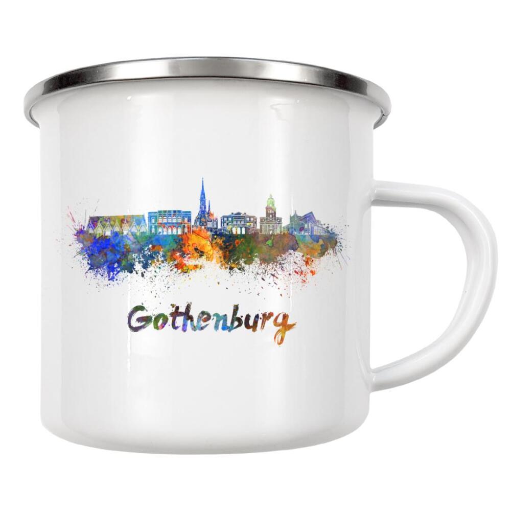 Emaille Tasse "GOTHENBURG skyline in watercolor-b" artboxONE - Städte,Abstrakt,Architektur