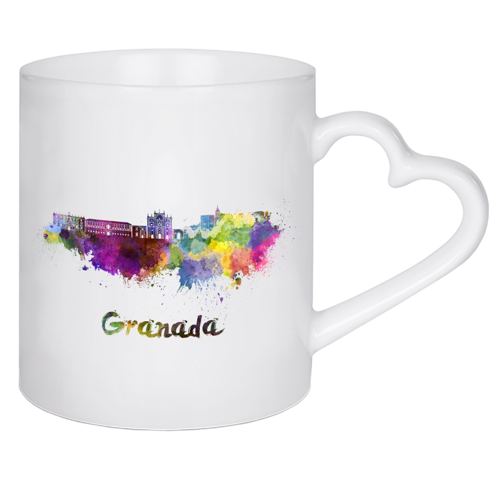 Herztasse "GRANADA-Skyline in Aquarell-b" artboxONE - Städte,Abstrakt,Architektur