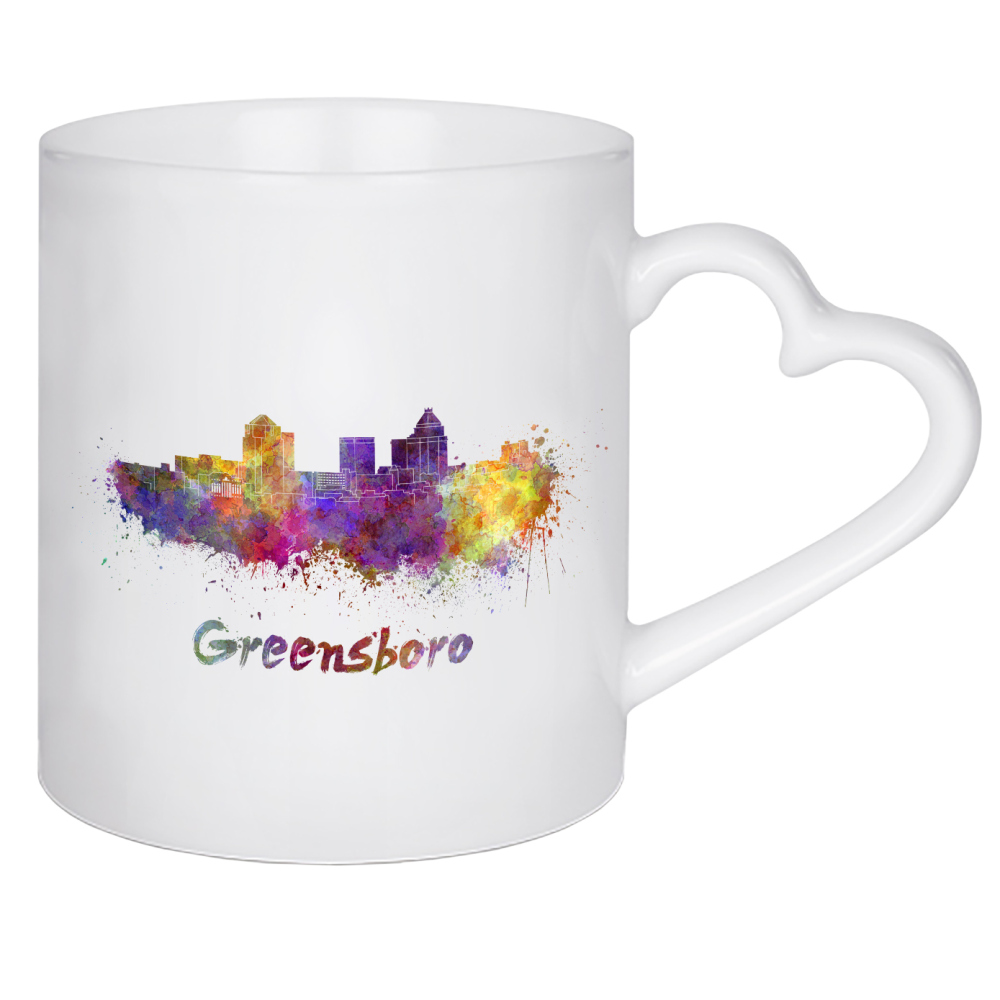 Herztasse "GREENSBORO skyline in watercolor-b" artboxONE - Städte,Abstrakt,Architektur