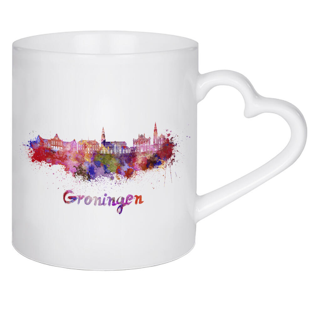 Herztasse "GRONINGEN skyline in watercolor-b" artboxONE - Städte,Abstrakt,Architektur