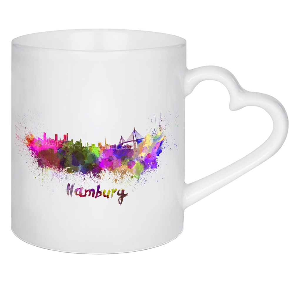 Herztasse "HAMBURG skyline in watercolor-b" artboxONE - Städte,Abstrakt,Architektur