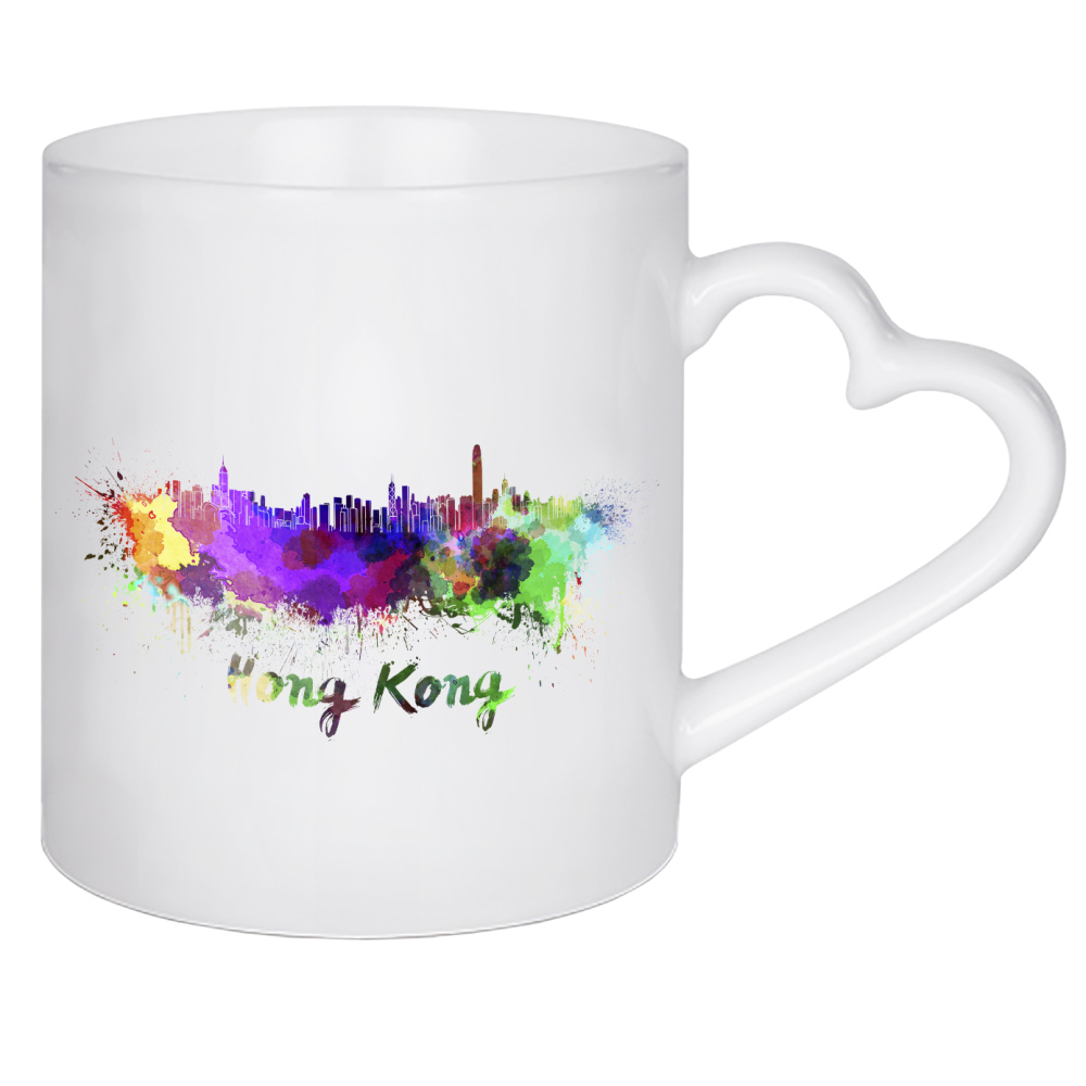 Herztasse "HONG KONG skyline in watercolor-b" artboxONE - Städte,Abstrakt,Architektur