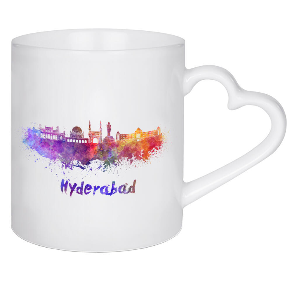 Herztasse "HYDERABAD skyline in watercolor-b" artboxONE - Städte,Abstrakt,Architektur