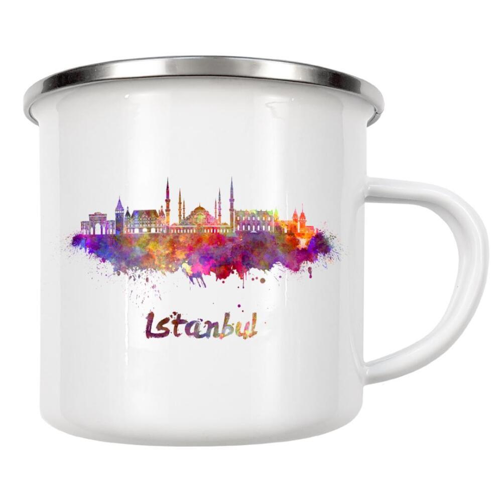 Emaille Tasse "ISTANBUL-2 skyline in watercolor" artboxONE - Städte,Abstrakt,Architektur
