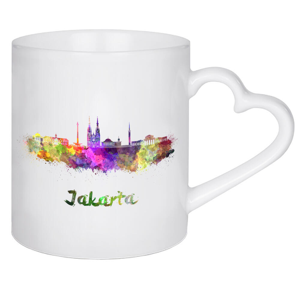 Herztasse "JAKARTA-v2 skyline in watercolor" artboxONE - Städte,Abstrakt,Architektur