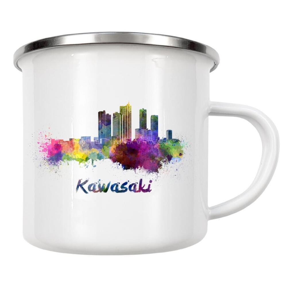 Emaille Tasse "KAWASAKI skyline in watercolor" artboxONE - Städte,Abstrakt,Architektur