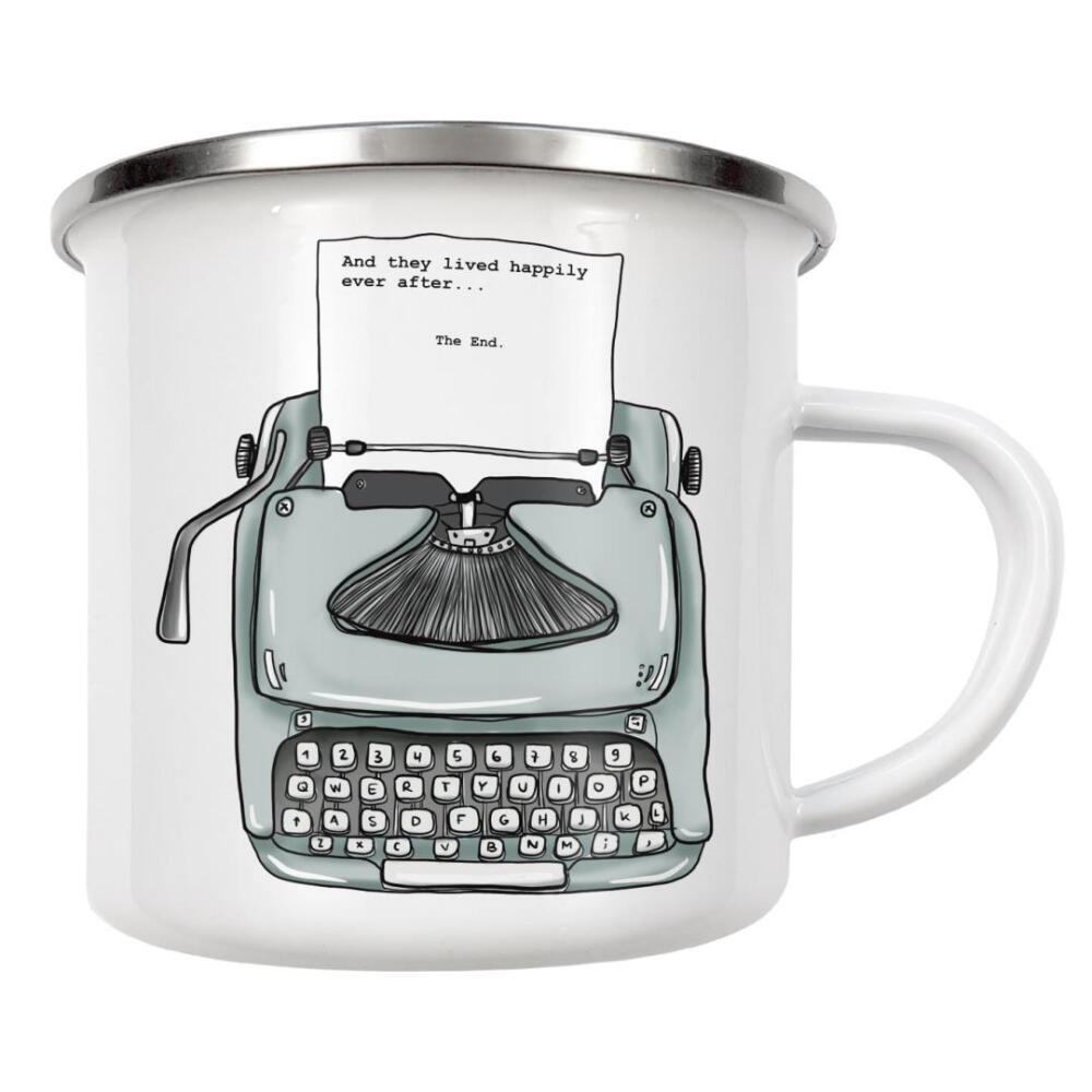Emaille Tasse "Schreibmaschine" artboxONE - Typografie - Schreibmaschine,Typewriter,Illustration,Geschichte,Story,Doodle