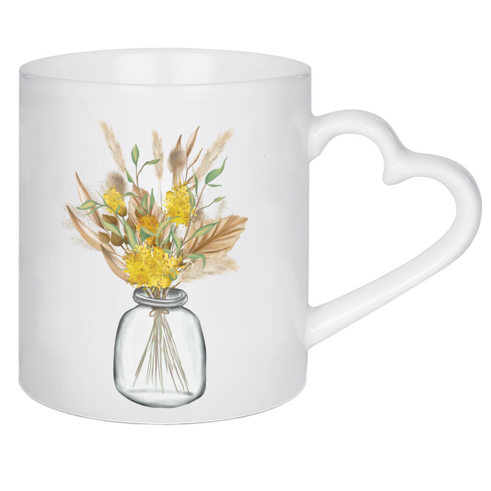 Herztasse "Trockenblumen" artboxONE - Natur,Floral - Trockenblumen,Floral,Blumenstrauß,Flowers,Blumen,Boho,Bohemian