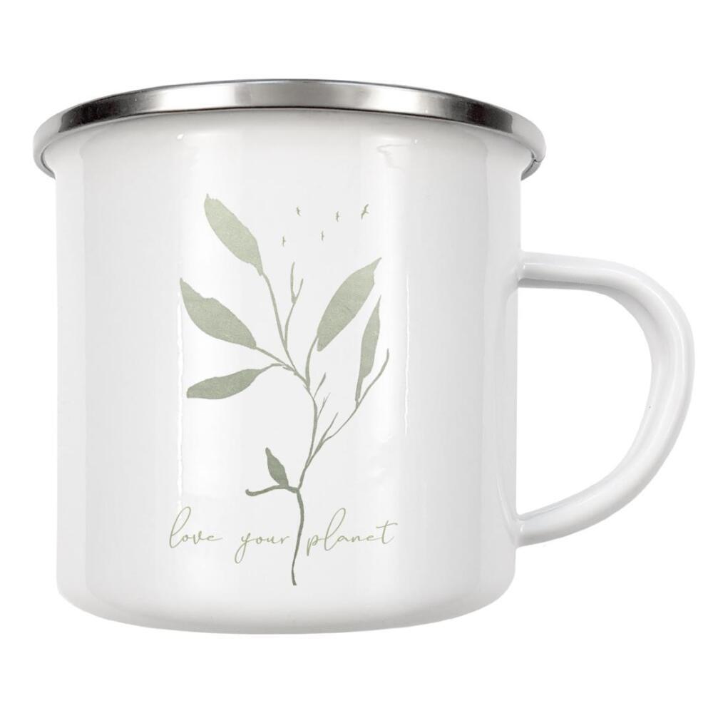 Emaille Tasse "Liebe deinen Planeten" artboxONE - Typografie,Natur,Floral