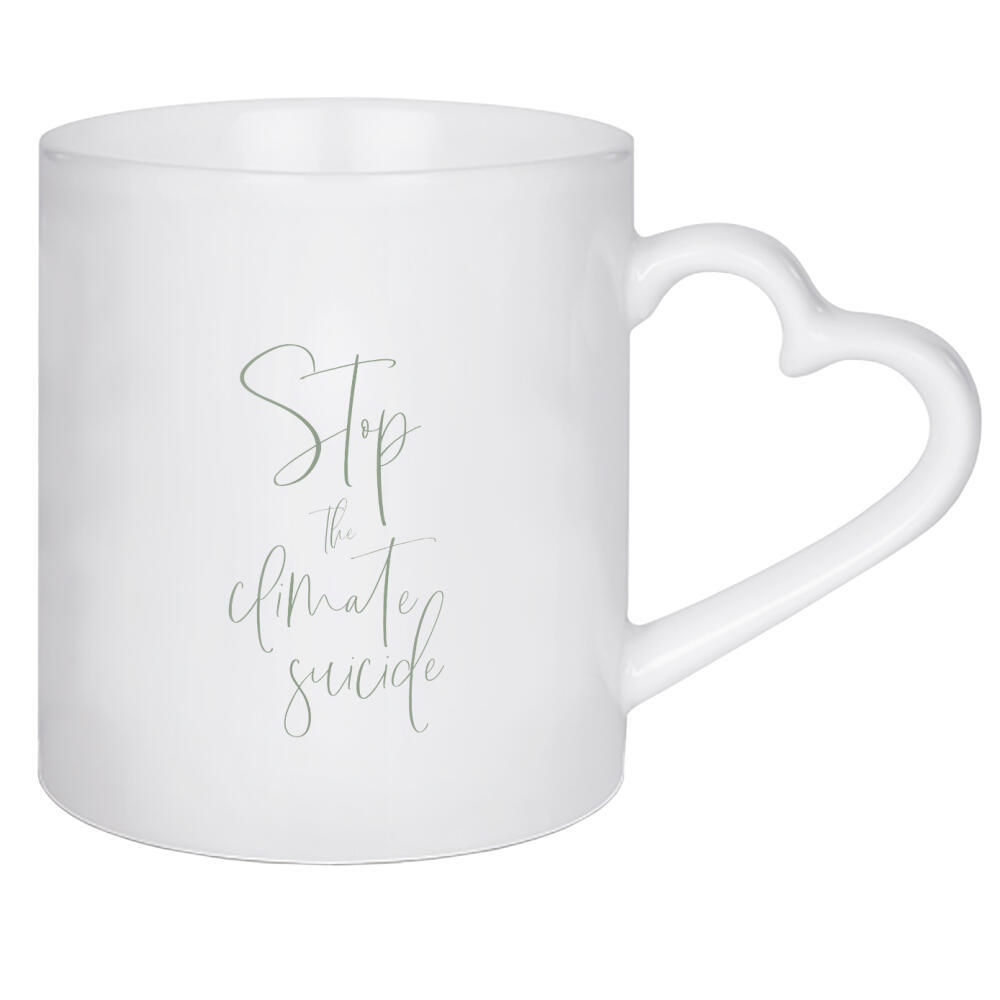 Herztasse "Stoppt den Klimaselbstmord" artboxONE - Typografie