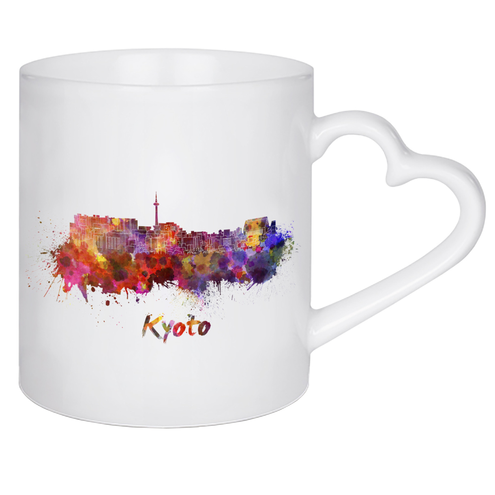 Herztasse "KYOTO skyline in watercolor-b" artboxONE - Städte,Abstrakt,Architektur
