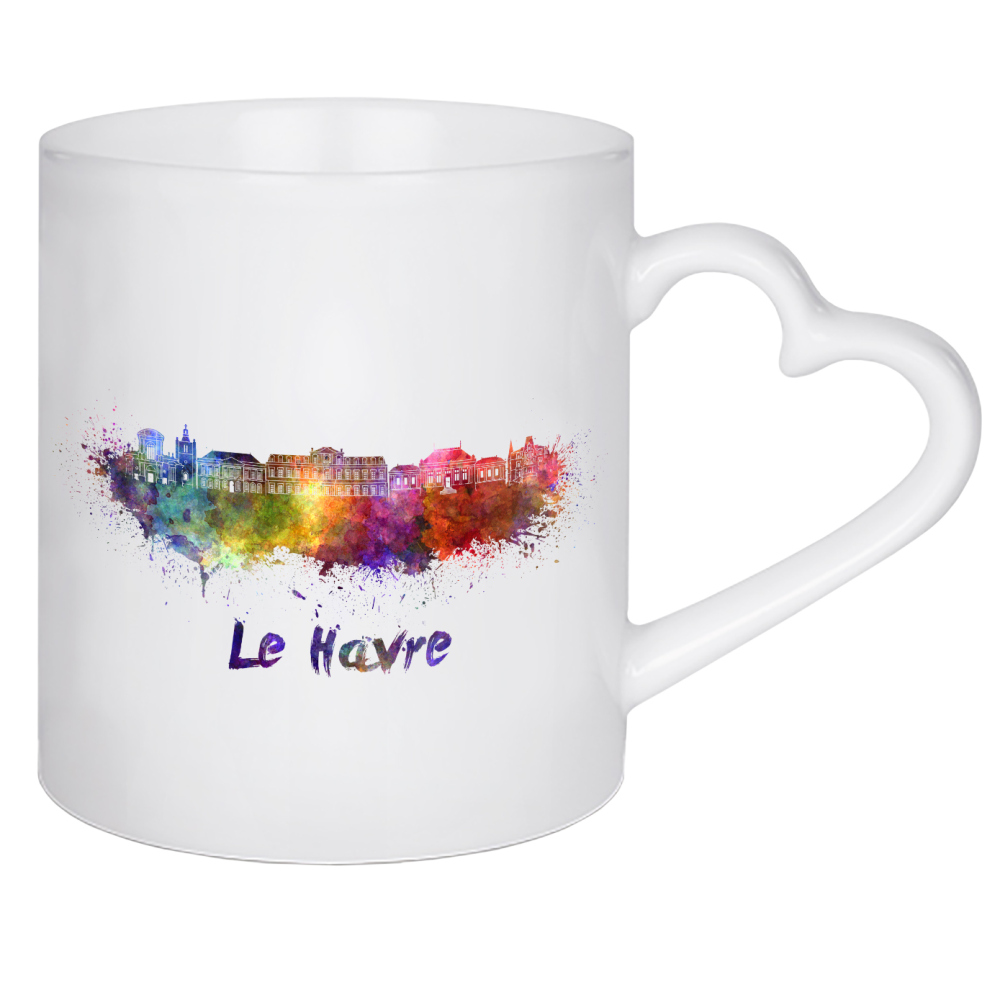Herztasse "LE HAVRE skyline in watercolor-h" artboxONE - Städte,Abstrakt,Architektur