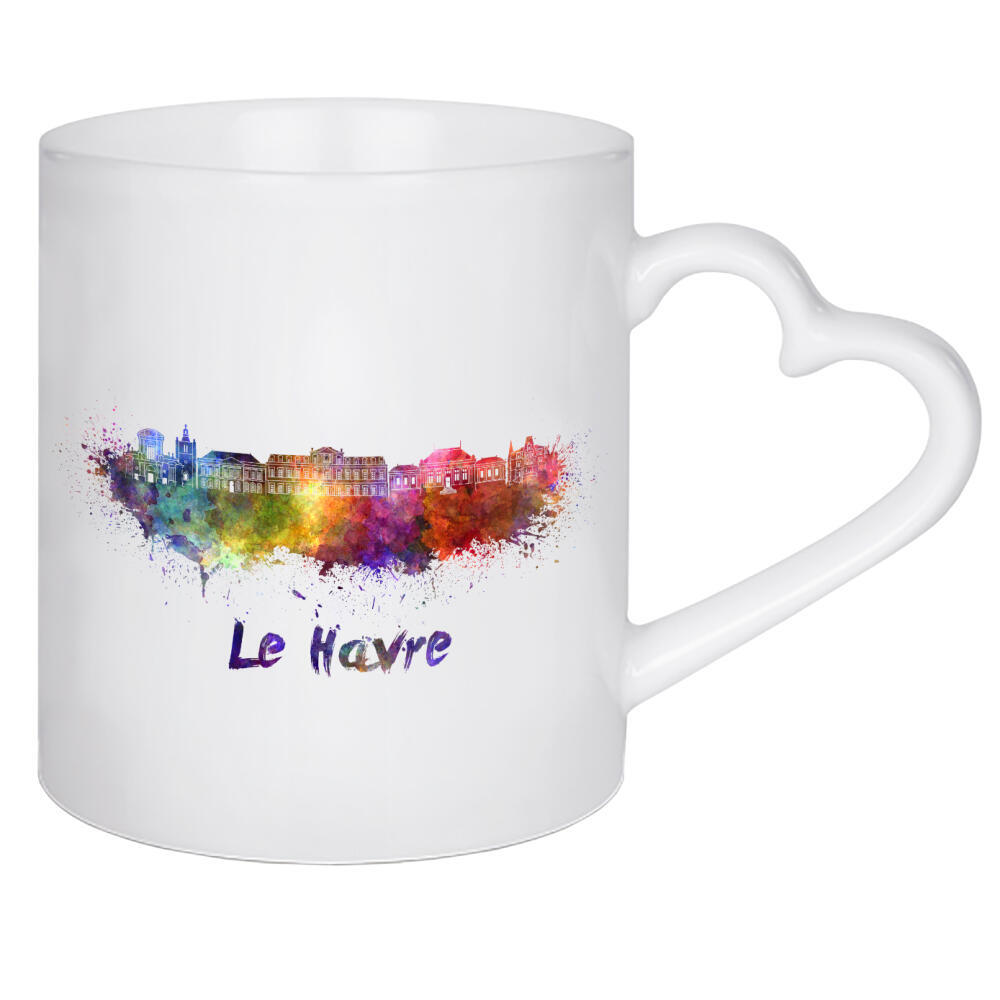 Herztasse "LE HAVRE skyline in watercolor-h" artboxONE - Städte,Abstrakt,Architektur