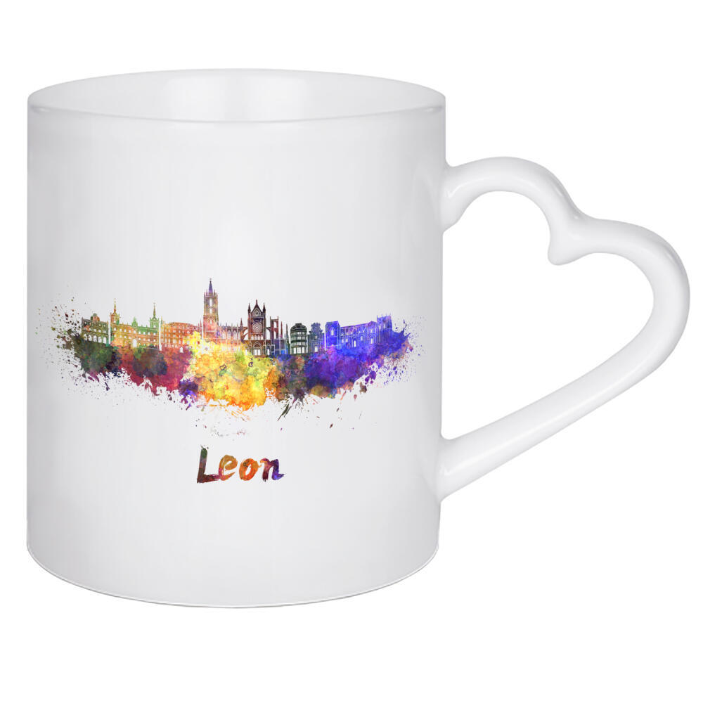 Herztasse "LEON skyline in watercolor-h" artboxONE - Städte,Abstrakt,Architektur