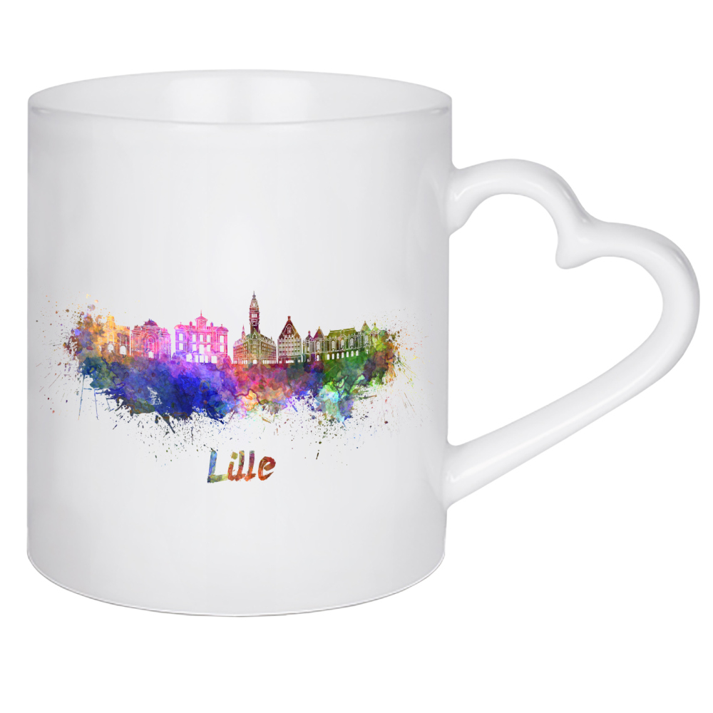 Herztasse "LILLE skyline in watercolor-h" artboxONE - Städte,Abstrakt,Architektur