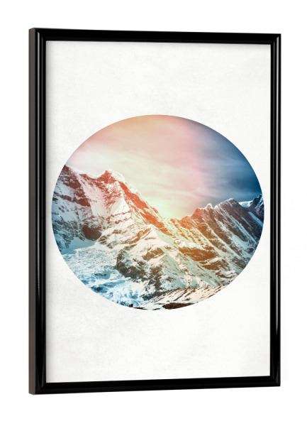 Poster mit schwarzem Rahmen "Snow Mountain" artboxONE - Natur,Geometrie - Hügel,Berg,Berg,Schnee,Schnee,Natur,Natur