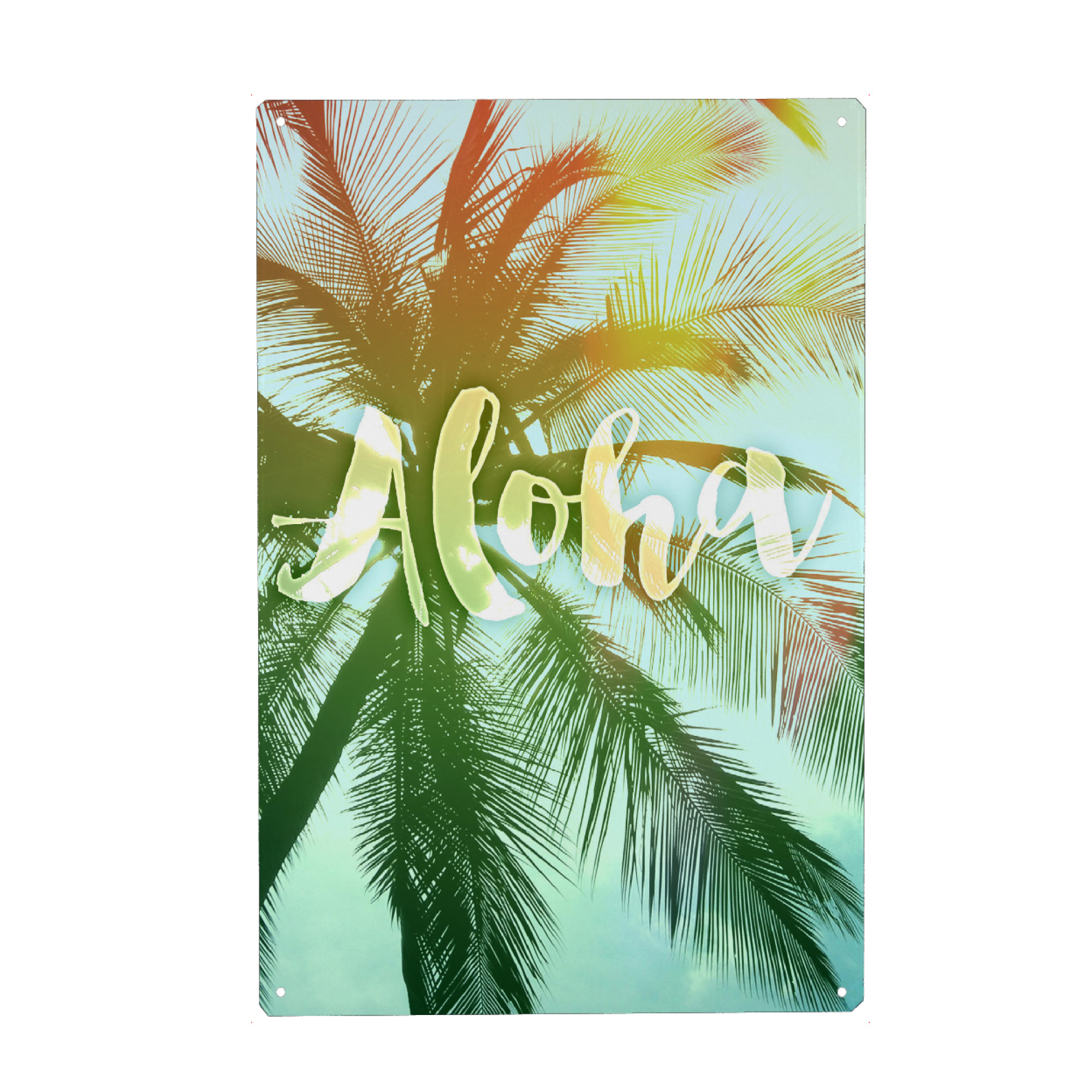 Metall Poster "Aloha Palm" artboxONE - Reise,Floral,Schwarzweiß,Sommer - Lilie,Lily,Blume,Flower - Blechschild