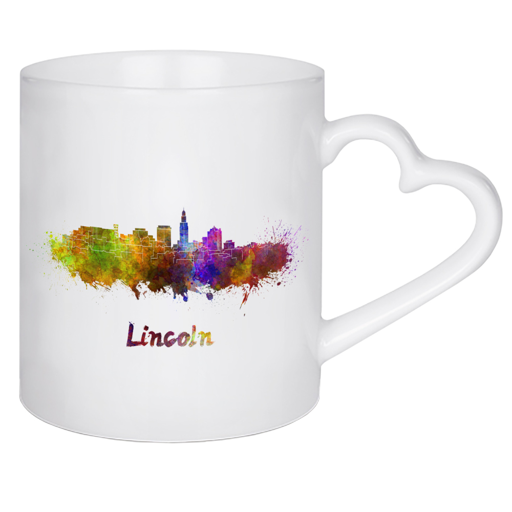Herztasse "LINCOLN skyline in watercolor-b" artboxONE - Städte,Abstrakt,Architektur