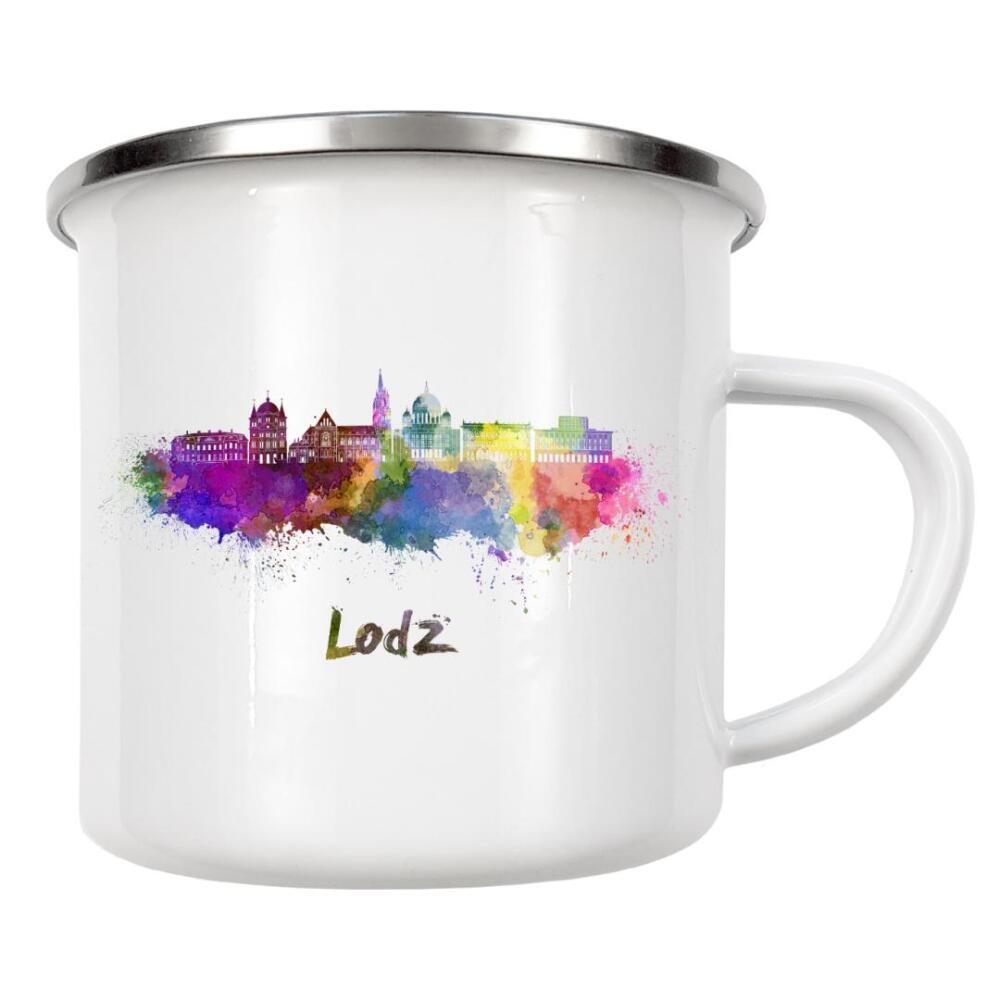 Emaille Tasse "LODZ skyline in watercolor-b" artboxONE - Städte,Abstrakt,Architektur