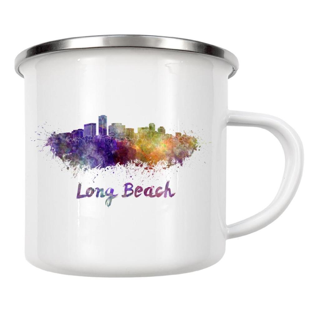 Emaille Tasse "LONG BEACH skyline in watercolor-b" artboxONE - Städte,Abstrakt,Architektur