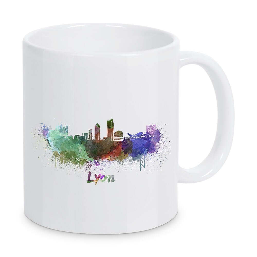 Tasse "Lyon skyline in watercolor-b" artboxONE - Städte,Abstrakt,Architektur - Skyline,Denkmäler,Tourismus,Farbe,Stadt,Reise,Aquarell,Lyon,Bunt
