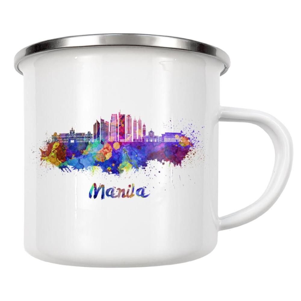 Emaille Tasse "MANILA skyline in watercolor-j" artboxONE - Städte,Abstrakt,Architektur
