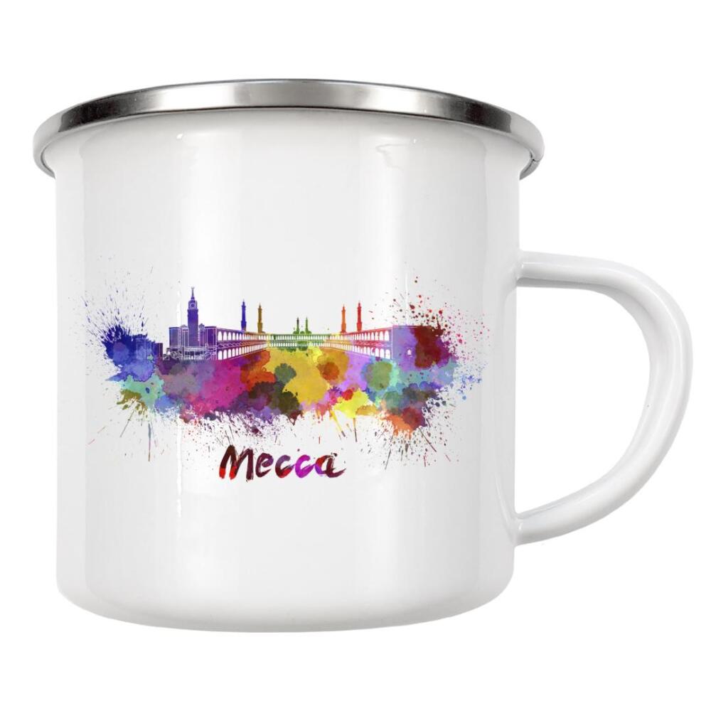 Emaille Tasse "MECCA skyline in watercolor-b" artboxONE - Städte,Abstrakt,Architektur