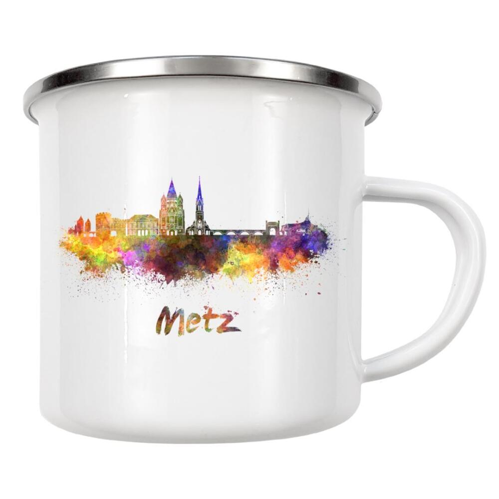Emaille Tasse "METZ Skyline in Aquarell-g" artboxONE - Städte,Abstrakt,Architektur