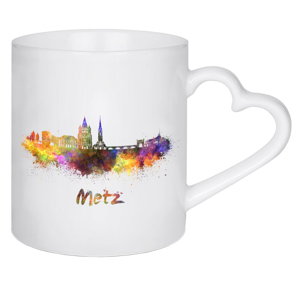Herztasse "METZ Skyline in Aquarell-g" artboxONE - Städte,Abstrakt,Architektur