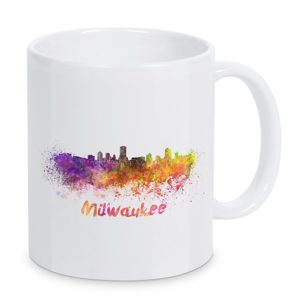 Tasse "MILWAUKEE-Skyline im Aquarell" artboxONE - Städte,Abstrakt,Architektur - Skyline,Denkmäler,Tourismus,Farbe,Stadt,Reise,Aquarell,Milwaukee