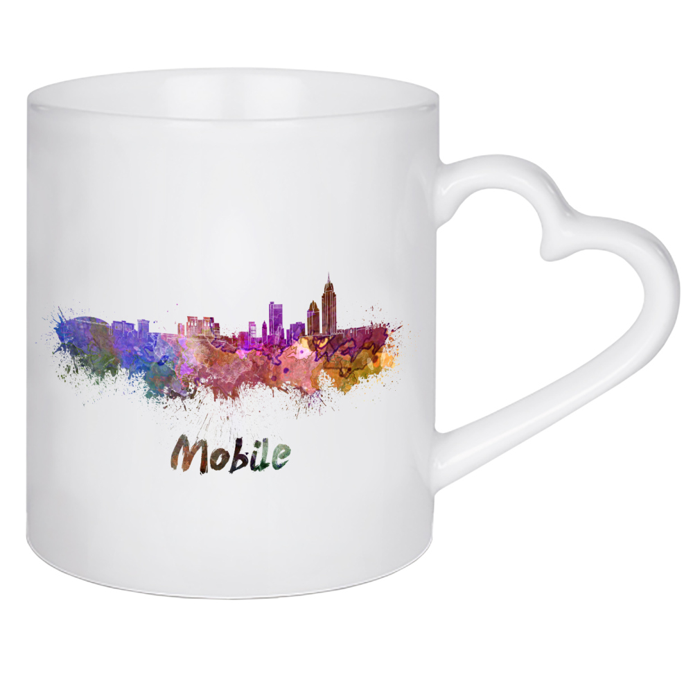 Herztasse "MOBILE skyline in watercolor" artboxONE - Städte,Abstrakt,Architektur